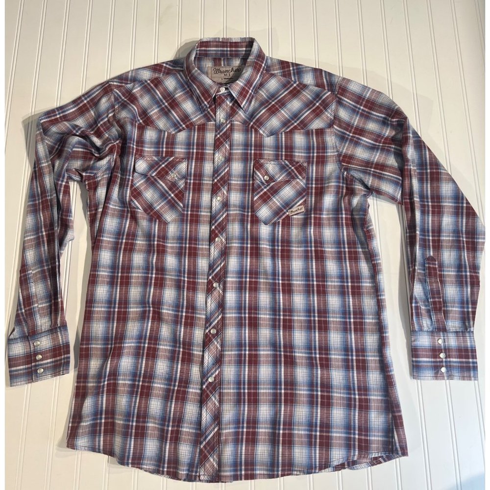 Vintage Mens Wrangler western plaid shirt size XL-Tall